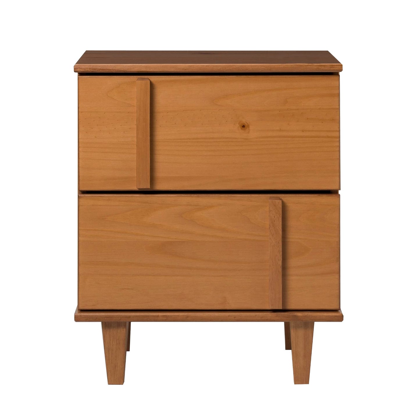 Walker Edison Sprague Contemporary Detailed Drawer Solid Wood Nightstand, 20 Inch, Caramel - WoodArtSupply