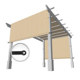 Windscreen4less 10' x 16' Universal Replacement Shade Cover Canopy for Pergola Patio Porch Privacy Shade Screen Panel with Grommets on 2 Sides includes Weighted Rods Breathable UV Block Beige Tan Windscreen4less