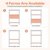 SUPERJARE Nightstand with Charging Station, Bed Side Table with Adjustable Fabric Drawer, Night Stand for Bedroom, 3-Tier Storage End Table, for Living Room, Black SUPERJARE