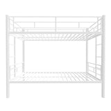 Bellemave Bunk Bed Twin Over Twin, Twin Bunk Beds with High Guardrail and Build in Ladder, Kids Bunk Beds with Slats, No Box Spring Needed, White Bellemave