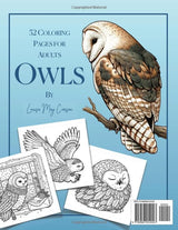 Owl Coloring Book for Adults, Snowy Owl, Great Horned Owl & Barn Owls: 52 Beautiful Birds & Animal Coloring Pages Majosta