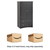 Prepac Sonoma Wardrobe Cabinet: Armoire Dresser for Bedroom with Adjustable Shelf. Features 2-Door Wardrobe Closet & 2 Drawers, Ideal Closet for Bedroom, 22"Dx31.5"Wx58.75"H, Black - BDC-3359-K Prepac