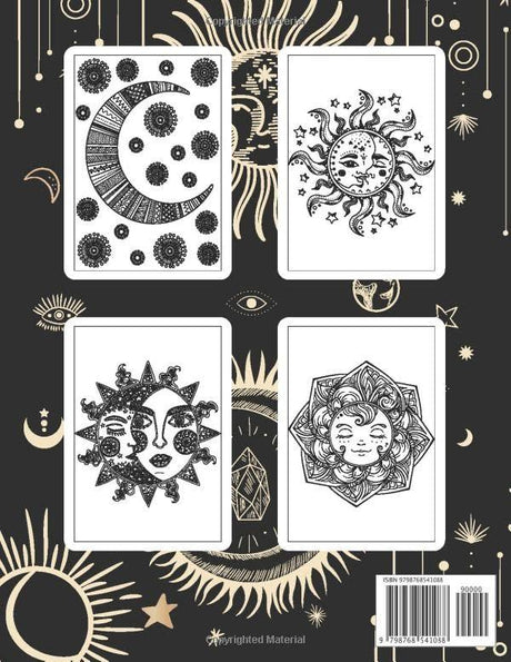 100 Sun & Moon Coloring Book For Adults: An Adult Coloring Book with Beautiful Sun, Moon and More Celestial Designs to Color Relaxing, Stress Relief and Creativity Majosta