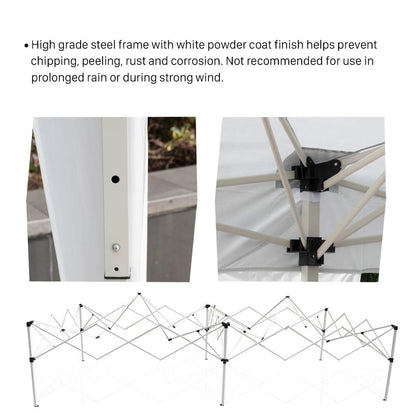 Polar Aurora 10' X 20' Easy Pop up Canopy Party Tent Outdoor Patio Wedding Party Tent Folding Waterproof w/ 4 Removable Sidewalls and Portable Bag - White