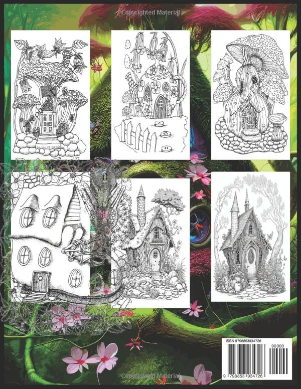 Mystical Fairy Homes Fantasy Coloring Book for Adults: 50 page Whimsical Fairytale Architecture Coloring for Relaxation and Stress Relief WoodArtSupply