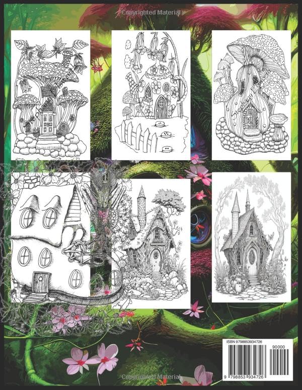 Mystical Fairy Homes Fantasy Coloring Book for Adults: 50 page Whimsical Fairytale Architecture Coloring for Relaxation and Stress Relief