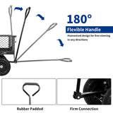 BILT HARD 400 lbs 10" Flat Free Tires Steel Garden Cart with 180° Rotating Handle and Removable Sides, 4 Cu.Ft Capacity Utility Heavy Duty Garden Carts and Wagons BILT HARD