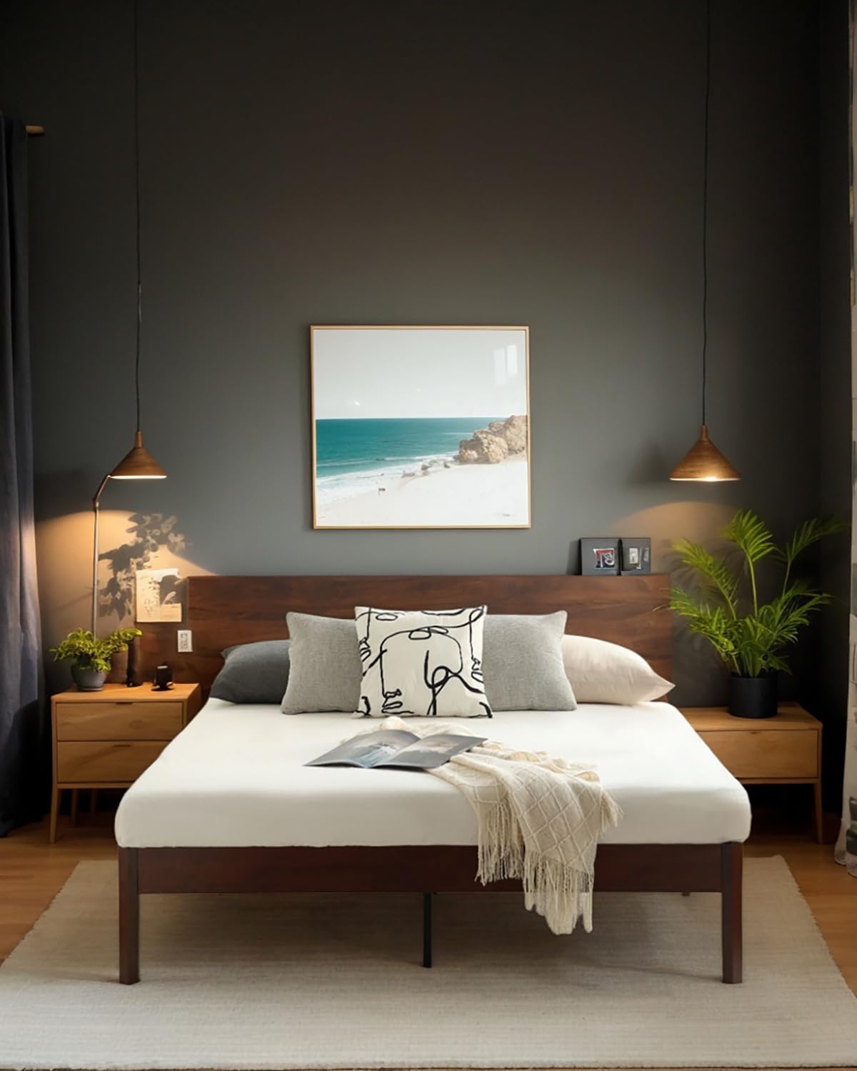 14 inch Sturdy Heavy Duty Wood Bed Frames with Wooden Slats, Full Size Platform Bed Frame, Natural Classic Design, Easy Set Up, No Box Spring Needed, Storage Space Under-Bed (Full) Generic