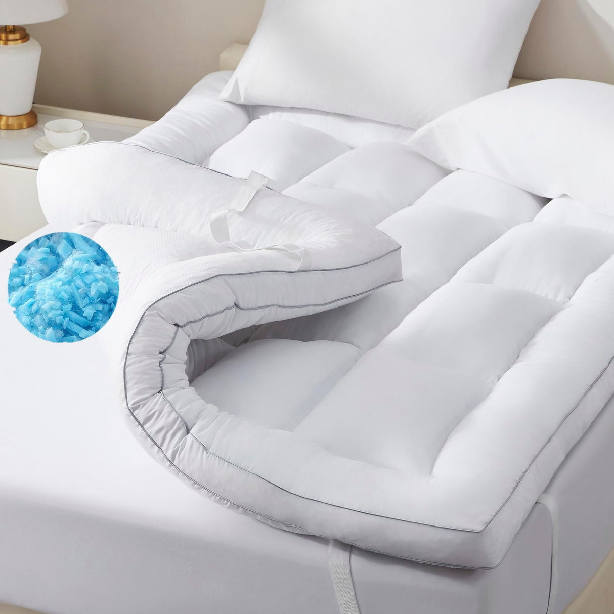 ELNIDO QUEEN® Mattress Topper King Size - 3 Inch Memory Foam Mattress Topper with Straps, Ultra Soft Ventilated Supportive Pillow Top Mattress Pad for Back Pain Relief, 80x78x3 Inch ELNIDO QUEEN