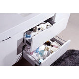 Kubebath Bliss 60" Double Sink High Gloss White Wall Mount Floating Modern Bathroom Vanity Kube Bath