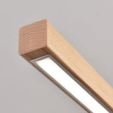 YISDESIGN 47" 36W 1-Light Wooden Led Linear Pendant Light Dimmable Led Chandelier Ceiling Hanging Light Fixtures Modern Chandeliers for Dining Room Kitchen Island Pool Table Lights Natural YISDESIGN