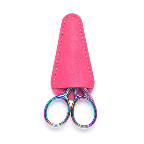 Stork 3.6 Inch Sewing Embroidery Scissors with Artificial Leather Cover - Stainless Steel Vintage Embroidery Scissors for Needlework, Manual Sewing Handicraft (Rainbow) Highsoner Wave