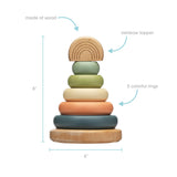 Pearhead Wooden Stacking Rainbow Toy, Baby and Toddler Ages 12+ Months Montessori Toy, Interactive Stackable Rings Learning Toy, Baby Girl or Baby Boy Nursery Accessory Pearhead