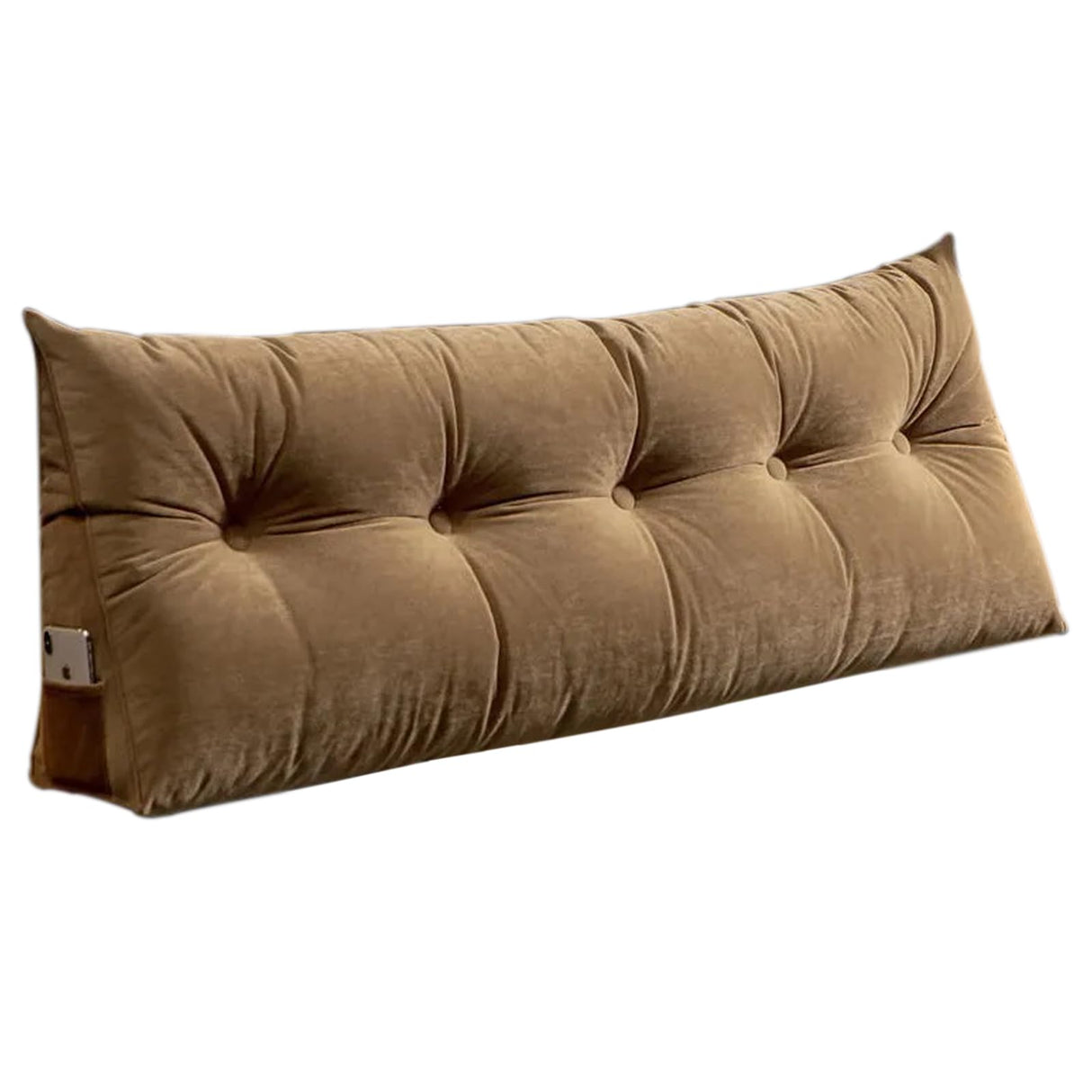 Triangular Wedge Headboard Pillow Bed Rest Backrest, Large Bolster Cushion Removable with Side Pockets Positioning Support for Reading Sitting Daybed Sofa Bunkbed, Brown 100cm (Brown-100cm) LOGICFEVER