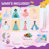 BLXIN Poke-Art Princess Craft Kit, Girls DIY Paper Art Set with Castle & Rainbow Designs, Pretty Princess Game,Creative Educational Activity,Crafts Gifts for Girls Ages 3-8, DIY Activity BLXIN