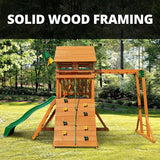 Gorilla Playsets 01-1069-Y Outing Wood Swing Set with Wood Roof and Monkey Bars - Yellow Slide, Amber Gorilla Playsets