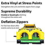 40-Foot Long Inflatable Obstacle Course with Climbing Wall, Venom Yellow and Black, 11-Foot Wide by 11-Foot Tall, Commercial Grade Interactive 2 Lane Bounce House for Kids, Blower, and Stakes Included TentandTable