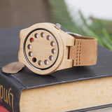 BOBO BIRD Men's Bamboo Wooden Watch with Black Cowhide Leather Strap 12 Holes Timer Design Sports Casual Watches (Brown Cat-Eye) BOBO BIRD