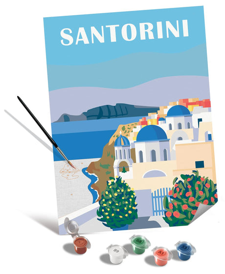 Ravensburger Relax CreArt Santorini Canvas Paint by Numbers Kit | Perfect DIY Art Gift for Adults, Stress Relief, and Creative Hobby Ravensburger