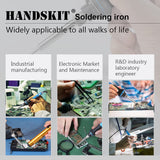Soldering Iron, Soldering Iron Kit Electronics, 60W Adjustable Temperature Welding Tool, 5pcs Soldering Iron Tip, Soldering Iron Stand, Desoldering Pump, Tweezers, Solder Wire, Rosin, Carry Bag HANDSKIT
