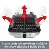All-Clad Stainless Steel Waffle Maker 4 Section, Thick Belgium Waffle Makers, Upright Storage 1600 Watts, Nonstick, 6 Browning Levels, Dishwasher Safe All-Clad