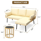 Garvee L-Shaped Outdoor Sectional Sofa 3-Piece with Plush Cushions, Weather-Resistant PE Wicker & Steel Frame, Fits 4-5 Adults, Easy Assembly, All-Weather Patio Furniture for Backyard, Deck, Poolside Garvee