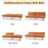 Hcore Convertible Armless Futon Sofa Bed,Faux Leather Futon Couch,Memory Foam Modern Loveseat Couch,Sleeper Sofa Bed Small Splitback for Small Spaces,Living Room,Office,RV,Apartment,Brown Hcore