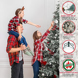 Puleo International 7.5 Foot Pre-Lit Slim Flocked Aspen Fir Artificial Christmas Tree with 450 Clear Lights Puleo International