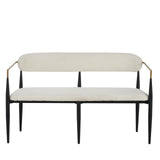 55" Metal Loveseat Settee,Modern Upholstered Sofa with Iron Frame,Upholstered Plush Seating,Gold Trim & Open Backrest, Compact Design for Small Spaces,Living Room,Bedroom,Apartments,Lofts,White GDFStudio