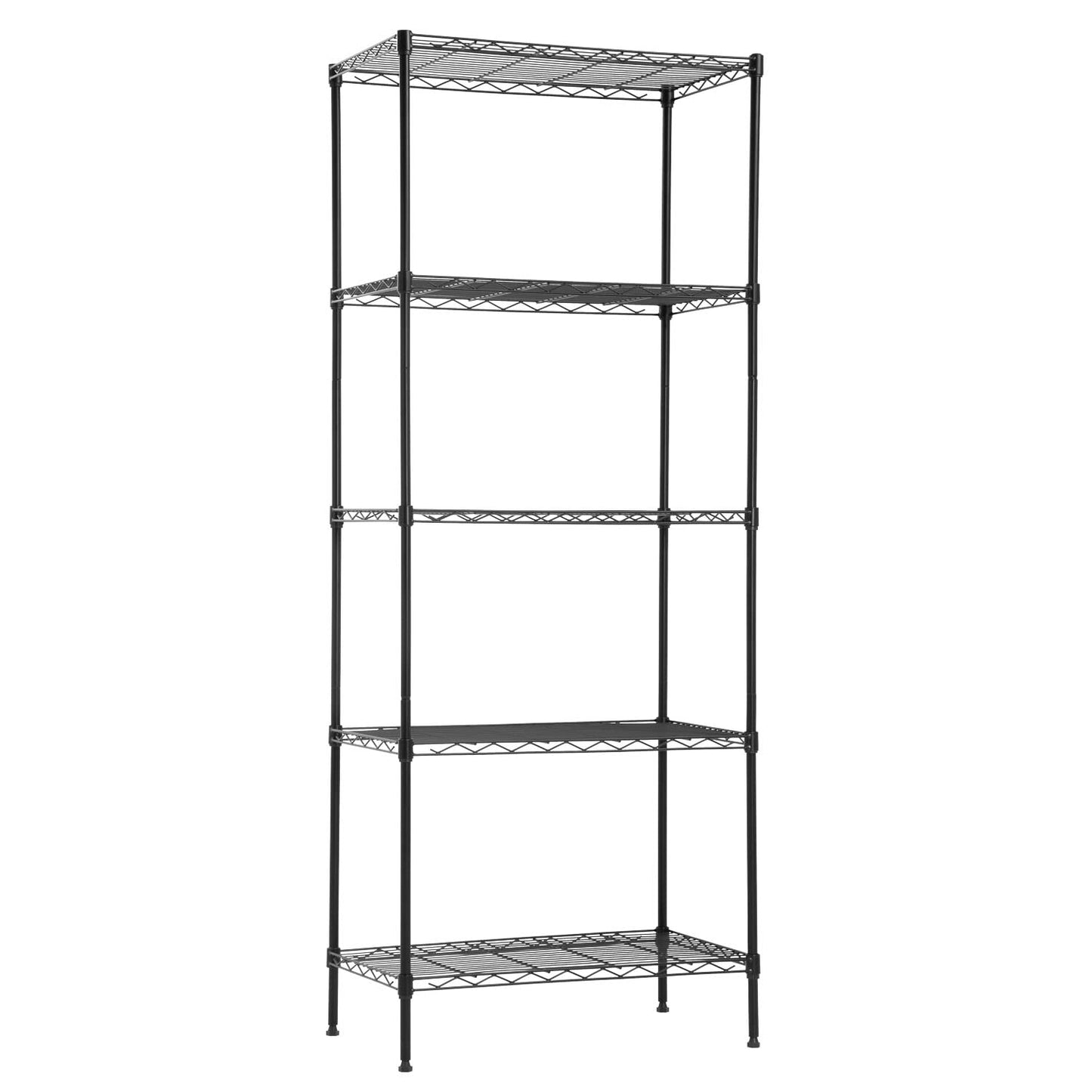 PayLessHere 14" D×24" W×60" H Wire Shelving Unit Metal Commercial Shelf with 5 Tier Layer Rack Strong Steel for Restaurant Garage Pantry Kitchen Garage，Black