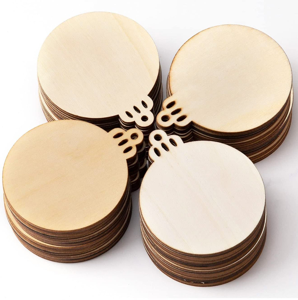 120Pcs Wood Slices,3.5" Wooden Christmas Ornaments,Unfinished Predrilled Wood Circles for Crafts Centerpieces,DIY Round Wooden Discs Hanging Decorations (3.5 Inches-120) KOOCHOICE