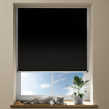 OTUOER 100% Blackout Portable Roller Shades with Magnetic Buckle, No Tools No Drill Cordless Blackout Blinds for Windows, Thermal Insulated Black out Curtains for Bedroom, Travel(35" W x 64" H, Black) OTUOER