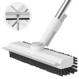 AIR U+ Floor Scrub Brush with Long Handle, 3 in 1 Scrape and Heavy-Duty Stiff Bristle Scrubber Brush for Cleaning Shower Bathroom, Patio, Garage, Kitchen, Wall and Deck AIR U+