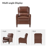 HULALA HOME Leather Recliner Chair Set of 2, Modern Push Back Recliner Armchair with Adjustable Backrest & Footrest,Comfy Upholstered Lazyboy Single Sofa for Home Theater Bedroom Living Room, Brown HULALA HOME