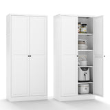 AQY Kitchen Pantry Cabinet,61" White Pantry Storage Cabinet with 4 Tier Adjustable Shelves and 2 Doors,Freestanding Cupboard,Metal Pantry Cabinets with Handle for Living Room Kitchen Assembly Required AQY