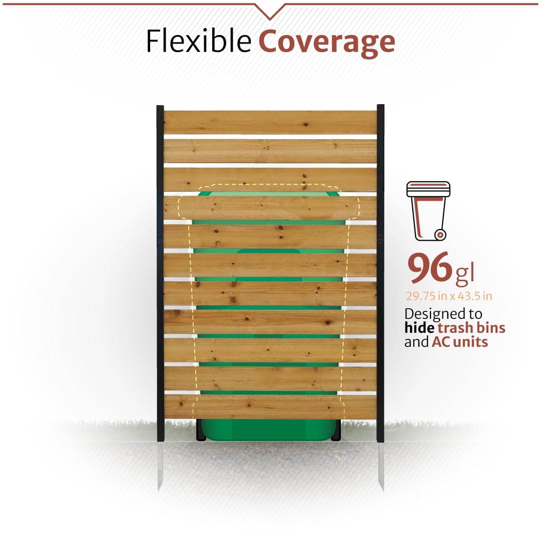 5ft H x 3.2ft W (1 Panel) No Dig Enclo Concord Cedar Wood Privacy Screen, Great to Hide Trash Cans, Decorative Patio Privacy Screen, Outdoor Privacy Fence Panel, Air Conditioner Fence, EC18022 Enclo Privacy Screens