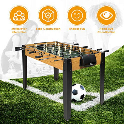 Giantex Foosball Table, Wooden Soccer Table Game w/Footballs, Suit for 4 Players, Competition Size Table Football for Kids, Adults, Football Table for Game Room, Arcades (48 inch, Wood) - WoodArtSupply