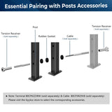 Gyykzz 42" Corner Post Cable Railing, 90° L-Drilled Black Corner Post with Cable Grommet, T304 Stainless Steel Cable Handrail Angle Post, Adjustable Top Metal Corner Post for Deck Railing System Gyykzz