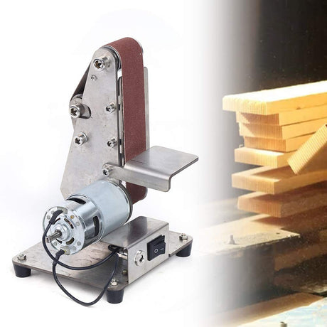 Electric Belt Sander Polishing Grinding Sharpener DIY Power Sanding Machine Cutter Edges Mini Bench Belt Grinder Kit with 10PCS Sanding Belt GMSLuu
