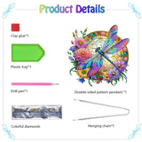 Koikify Diamond Painting Kits Hanging Pendant, Flower & Dragonfly Crystal Diamond Art Hanging Sign, Double-Sided Pattern Craft Ornament for Home Decoration and Gift Koikify