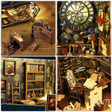 ISSEVE DIY Book Nook Kit, 3D Wooden Puzzle DIY Miniature House Kit for Booknook Shelf Insert Decoration, Magic Book House Stand Bookshelf Dollhouse for Adults with Sensor Light (Detective Agency)