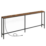 MAHANCRIS 78.7" Console Table with Power Outlet, Narrow Sofa Table, Industrial Entryway Table with USB Ports, Behind Couch Table for Entryway, Hallway, Foyer, Living Room, Rustic Brown CTHR20E01 MAHANCRIS