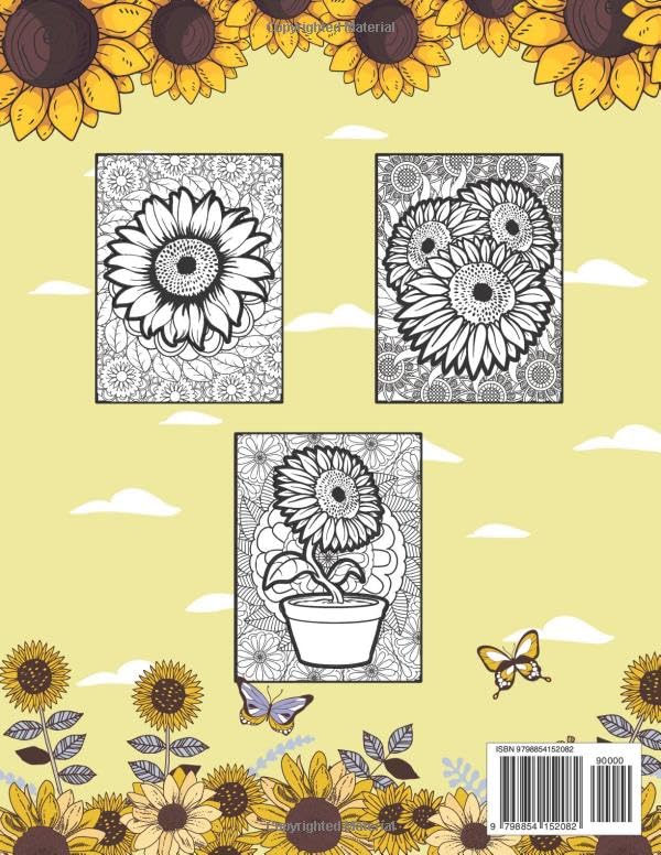 Sunflower Gifts For Women: Sunflowers Coloring Book For Adults Majosta