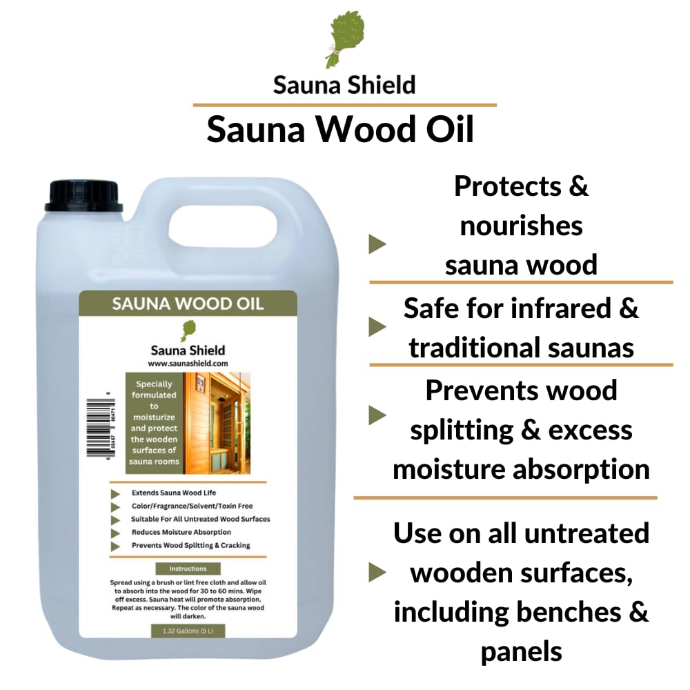 Sauna Shield Sauna Room Care Set: Sauna Wood Oil & Sauna Wood/Room Cleaner (1.32 Gallons Each) with Sponge Applicator - WoodArtSupply