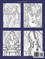 Picturesque Music: A musical instruments coloring book for adults and teens; 35 one-side images; 8.5 x 11 inches; great gift idea! WoodArtSupply