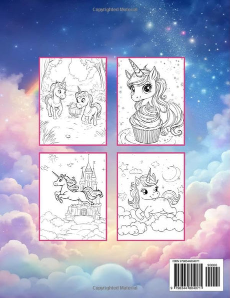 Unicorn Coloring Book for Girls 4-8: 50+ Super Cute Enchanting Unicorns and Rainbows WoodArtSupply