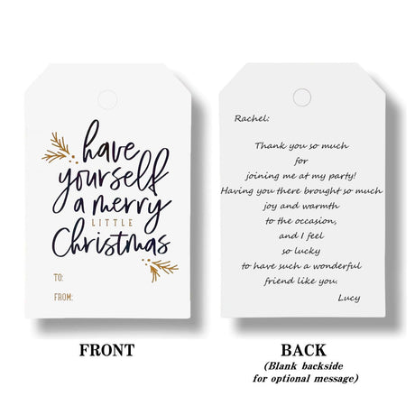 50 Pack Christmas Gift Tags with String Attached, Black and White Gift Tags for Christmas Presents, Personalized Holiday Xmas to from Gift Name Tags (3"X2") GyOnyx
