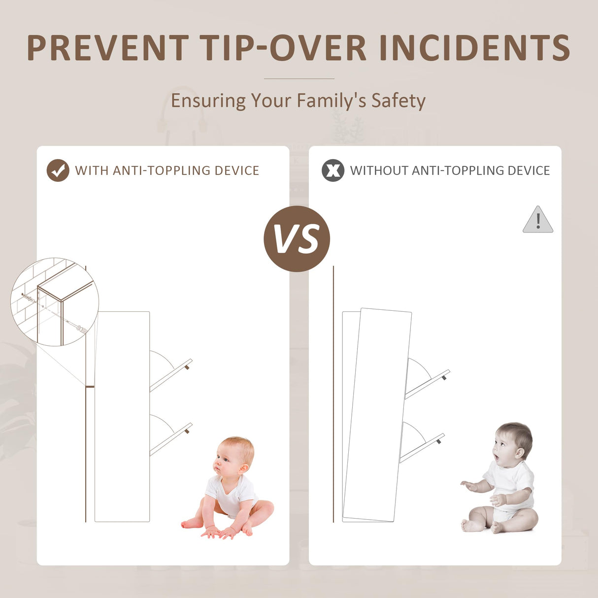 VFF Shoe Cabinet with 2 Flip Drawers, LED Touchscreen Shoe Storage Organizer with Wooden Legs, Narrow Freestanding Entryway Shoe Storage for Hallway and Bedroom (Rustic Brown) VFF