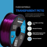 Fused Materials PETG 3D Printer Filament Fused Materials - 1kg Spool, 1.75mm, Dimensional Accuracy +/- 0.03 mm FUSED MATERIALS