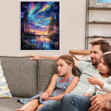 VIGEGU Aurora Paint by Numbers Kit for Adults with Framed,Starry Sky Landscape Paint by Number DIY Adult Paint by Number Kits Acrylic Oil Painting for Wall Decor 10x12in VIGEGU